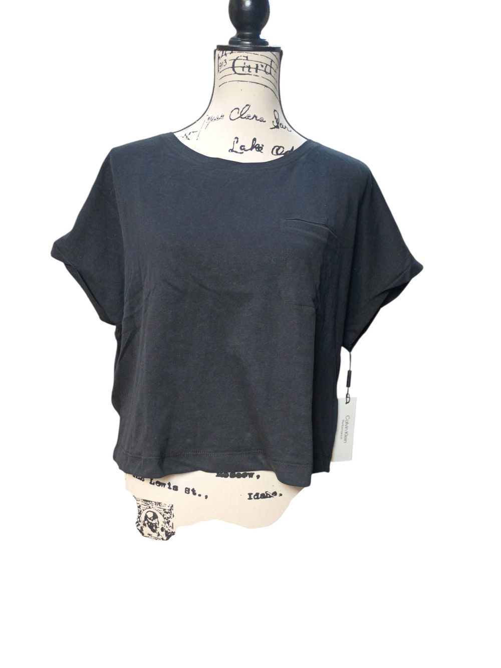 #1283 Calvin Klein Performance Black Drawstring Hem Boxy Top Women’s